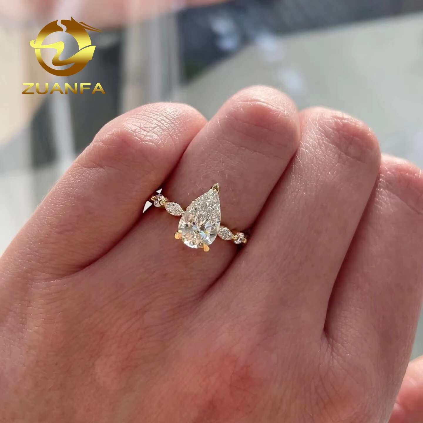 Luxury Gold Plated Jewelry VVS Diamond Engagement Wedding Moissanite Rings for Women Moissanite Diamond Ring