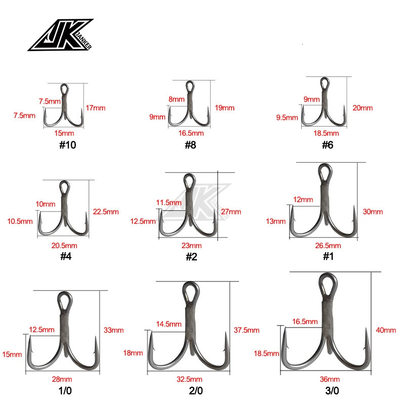 JK JS37 Triple Fishing Gray Color 3X Strong Treble Hooks super antirust Fishhook Fishing Tee Hook10110 20 30 Seafishing 251103