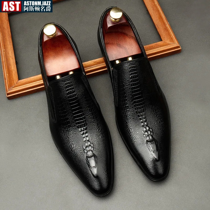 Handmade Mens Wedding Oxford Shoes Black Blue Genuine Leather Flat Dress Shoes Pattern Summer Business Formal Loafers 251106