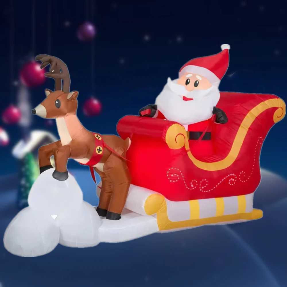 Christmas 21M Christmas Inflatables Decoration Santa Claus Riding Sled Reindeer Inflatables Indoor Outdoor Decoration Garden Party Decor Y251111