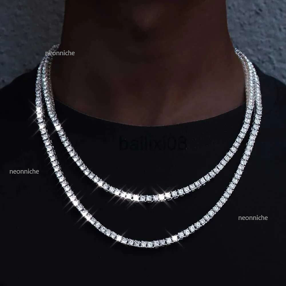 Pendant Necklaces New 4MM Iced Out tennis Brelet Neckle Men Tennis Fashion Hip-Hop Jewelry Women 16/18/20/24/30inch Choker Chain Gift J230620
