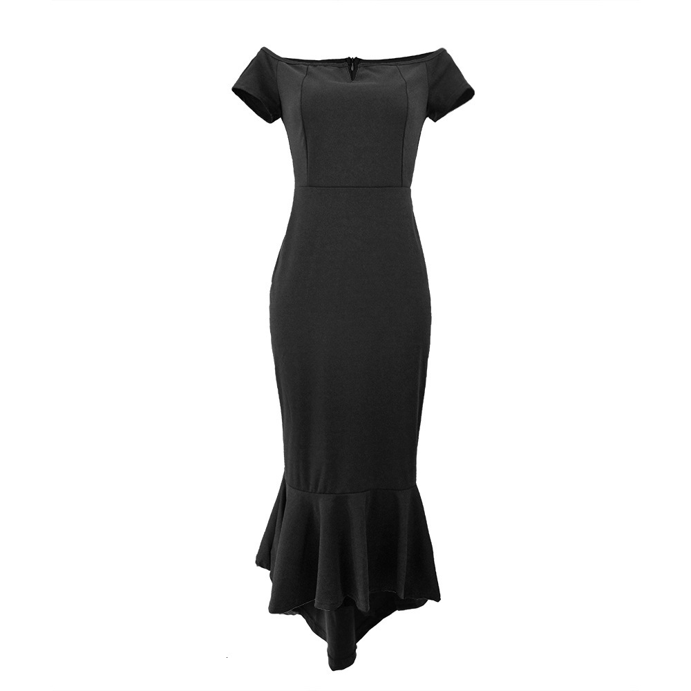 2025 Autumn New Fashion Women's V-neck Off Shoulder Short Sleeve Swallowtail Dress