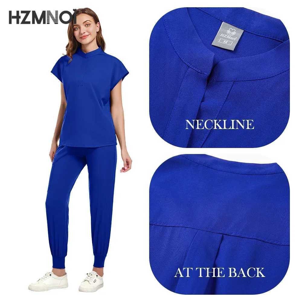 Medical Nursing Scrubs Suit Women Blouse Short Slved Nurse Working Uniforms Solid Color Pet Veterinary Work Clothes X250410