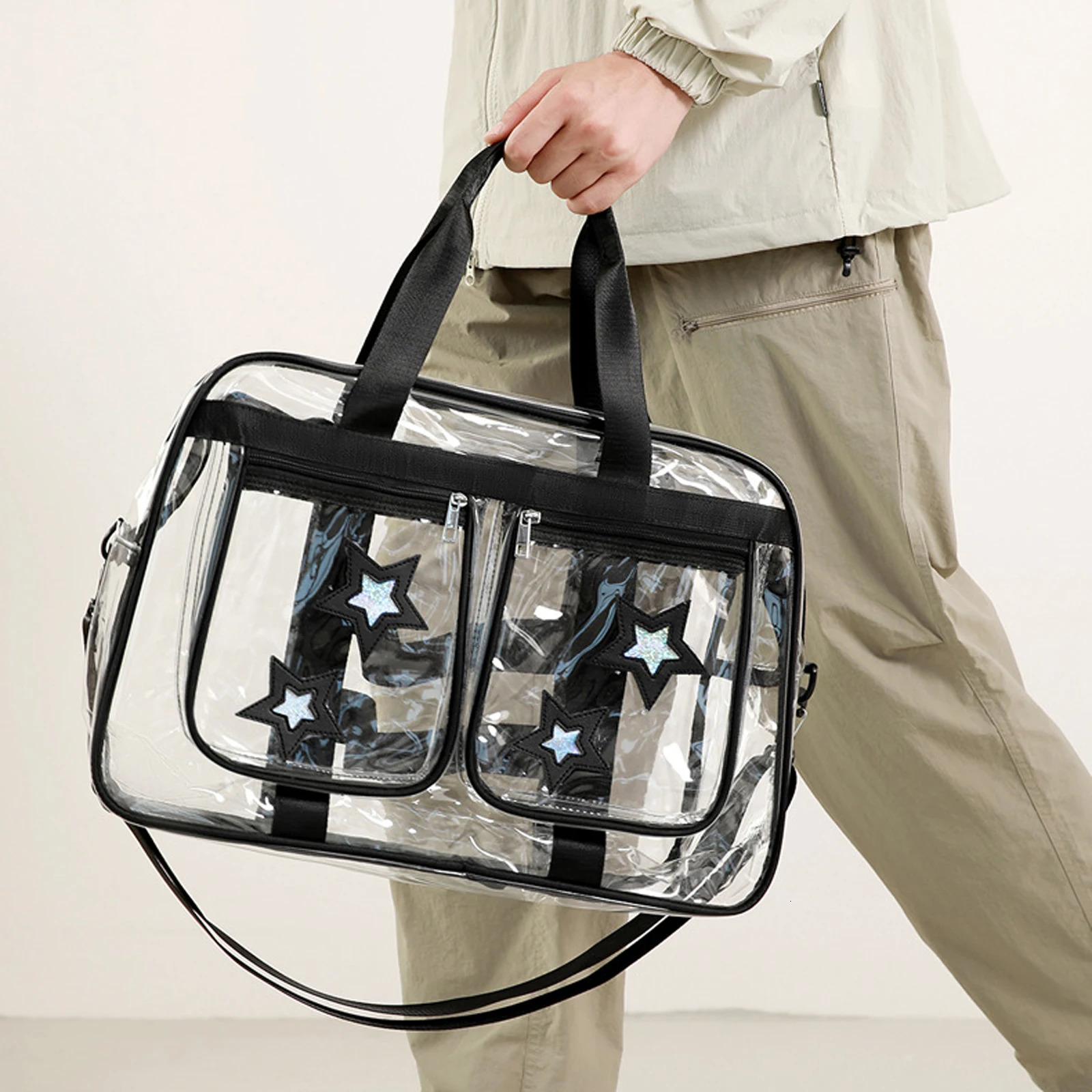 Women Clear Tote Bag for Seaside Travel Transparent PVC Shoulder Concert Bag 251110