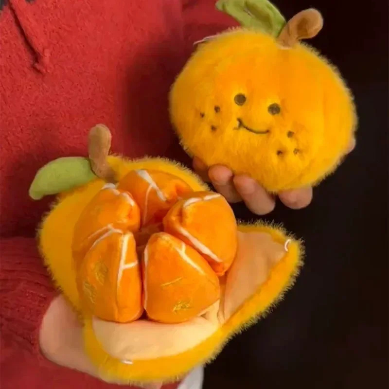 Kawaii Peelable Orange Segments Fruit Plush Toy Stuffed Soft Simulation Food Keychain Backpack Pendant Cartoon Toy Doll Kid Gift 251110