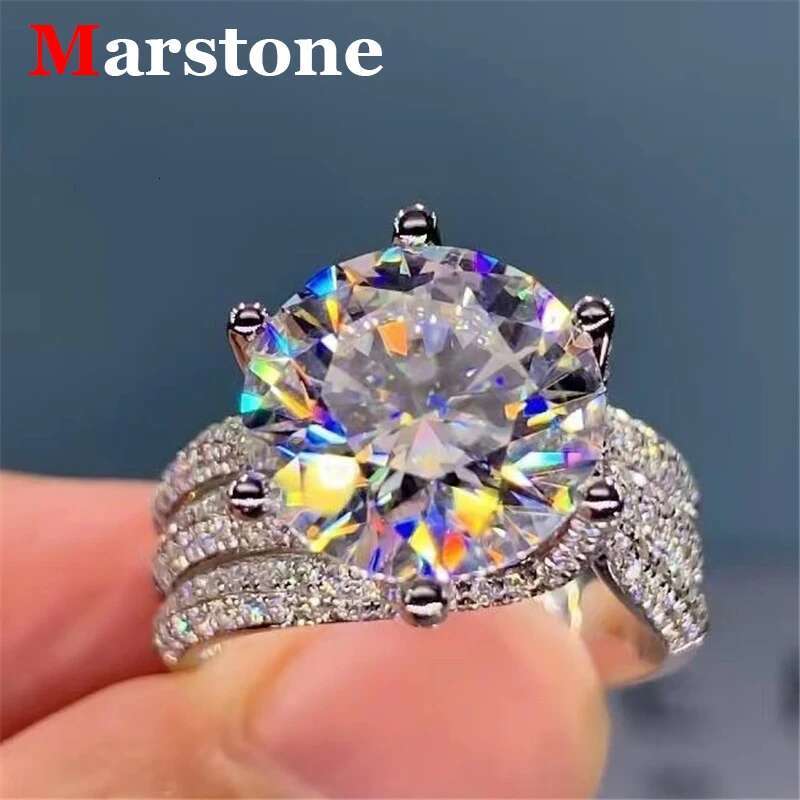 100% Real Moissanite Rings Women Sparkling Full Diamond Wedding Band S925 Sterling Silver Jewelry Wedding for Women