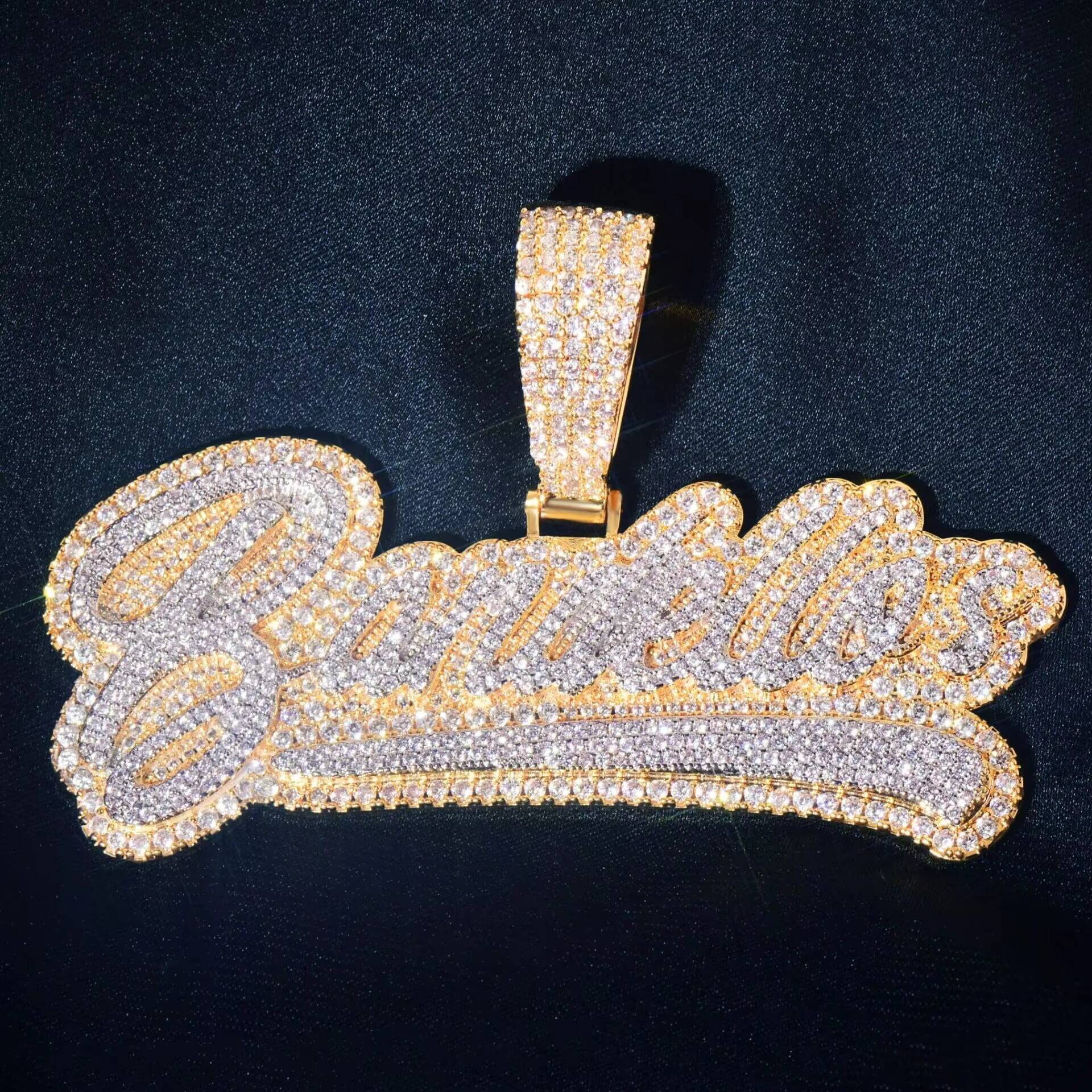 S925 Sterling Silver Moissanite Iced Disc Pendant Stones in Quality Silver Modern Style must Have Moissanite Pendant Man Customizable