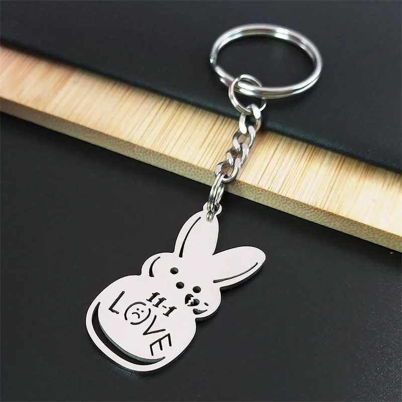 Stainless steel metal keychain Lil Peep Love Rabbit Sad for Love Silver Color Keyring for Women Simple Jewelry Gift 3624S08 W250411