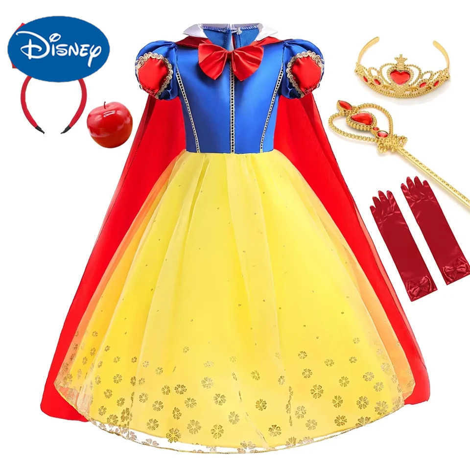 Disney Luxury Princess Snow White Cloak Fairy Childrens Role Playing Costume Childrens Carnival Costume Halloween Dress UpXJ250411