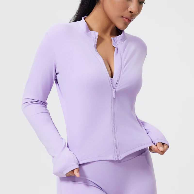 QINACTIVE womens fitness jacket quick drying tight zipper yoga top sports long skirt running yoga jacketW250411
