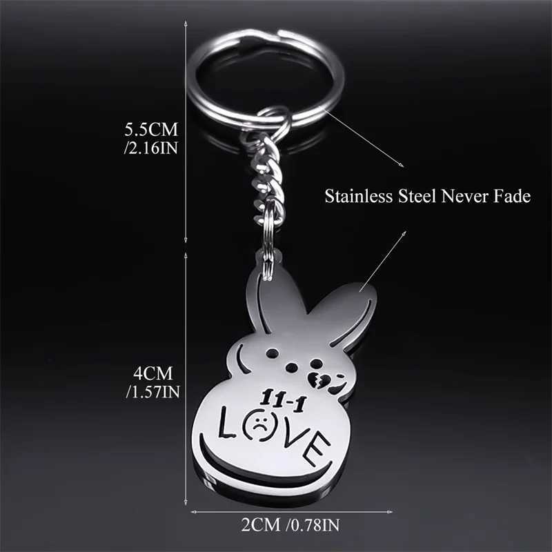 Stainless steel metal keychain Lil Peep Love Rabbit Sad for Love Silver Color Keyring for Women Simple Jewelry Gift 3624S08 W250411