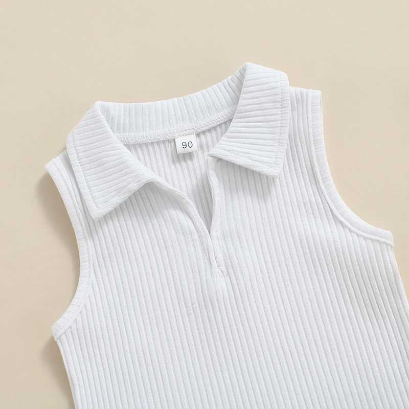 1-6Y Childrens and Girls Summer Clothing Set 2023 Fashion Baby Solid Color Sleeveless Top+Wrinkled Skiing Childrens Sweet SetXJ250410