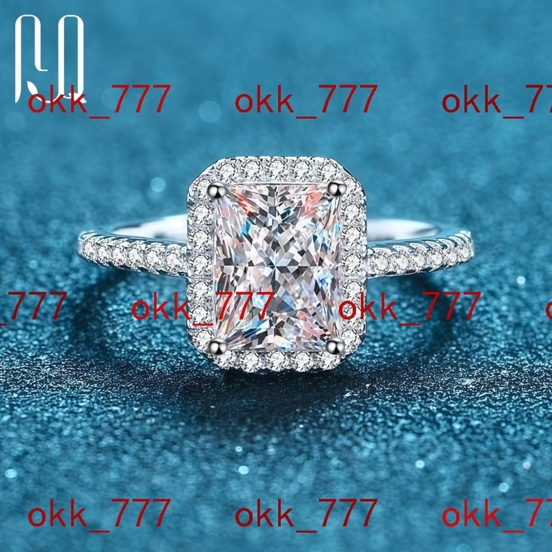 PYQ Vintage Halo Moissanite Diamond Ring 1ct-2ct Radiant Cut 925 Sterling Silver for Womens Wedding Engagement