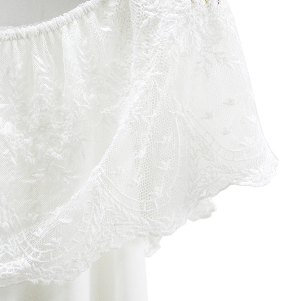 2025 Summer Elegant White High Waist Open Back Off Shoulder Hook Flower Hollow Lace Long Dress