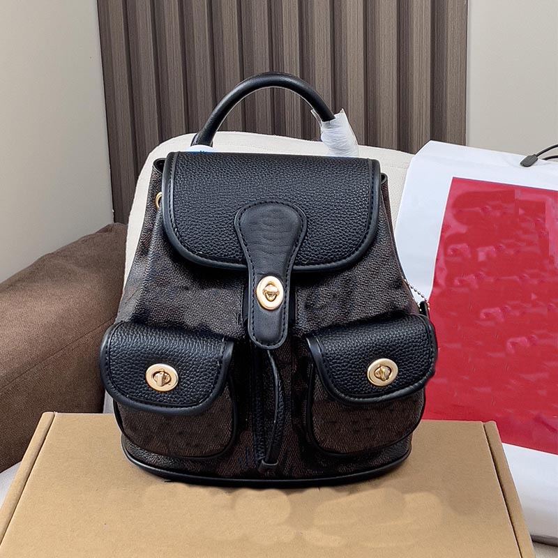 10A mirror 23P top leather handbag double backpack luxury brand-name handbag classic fashion mini backpack Lingge reappearance 22*23cm