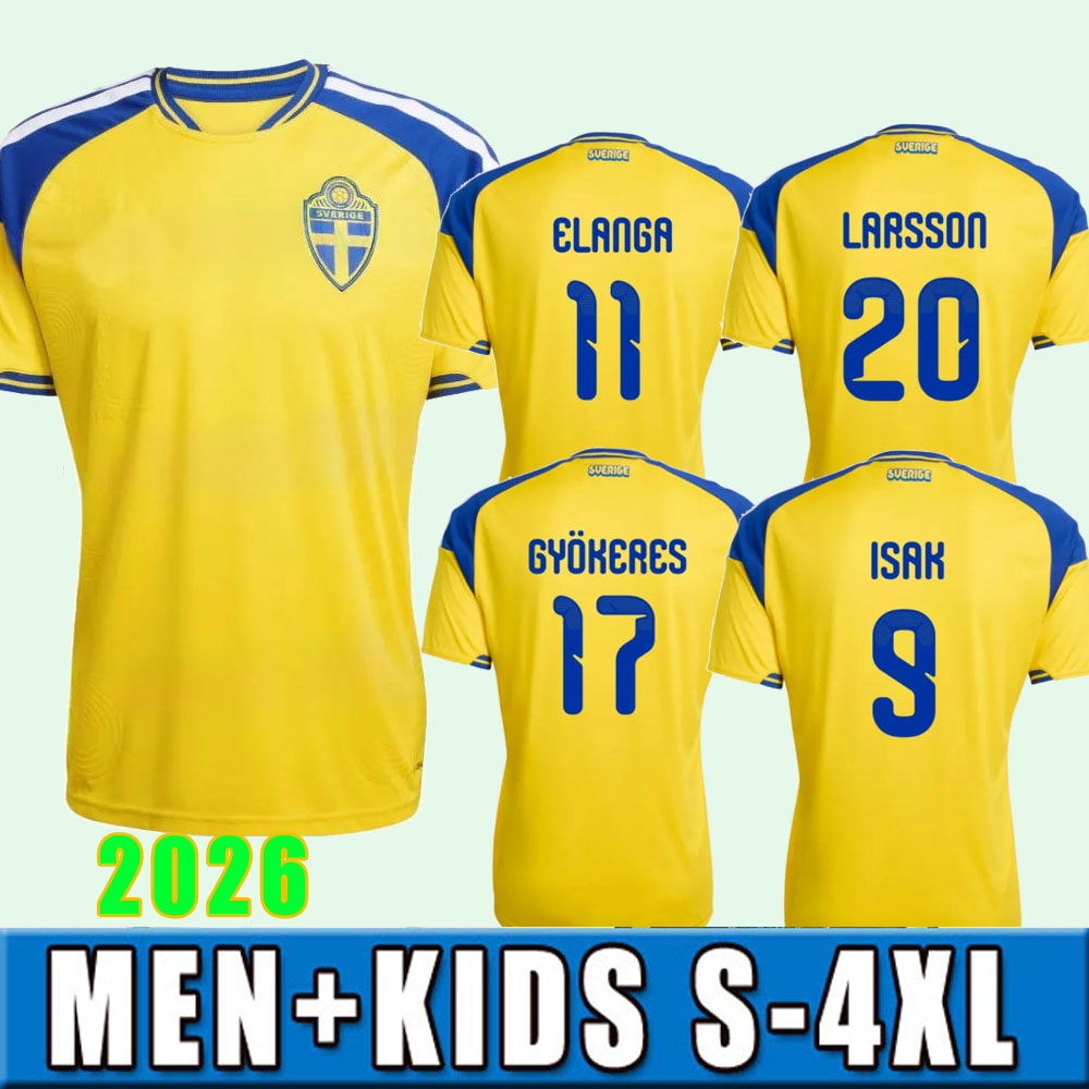 2026 2027 16-4XL Sweden soccer Jerseys 26 27 isak Gyokeres Elanga Bergvall Nygren Larsson uniform home away Football Shirt