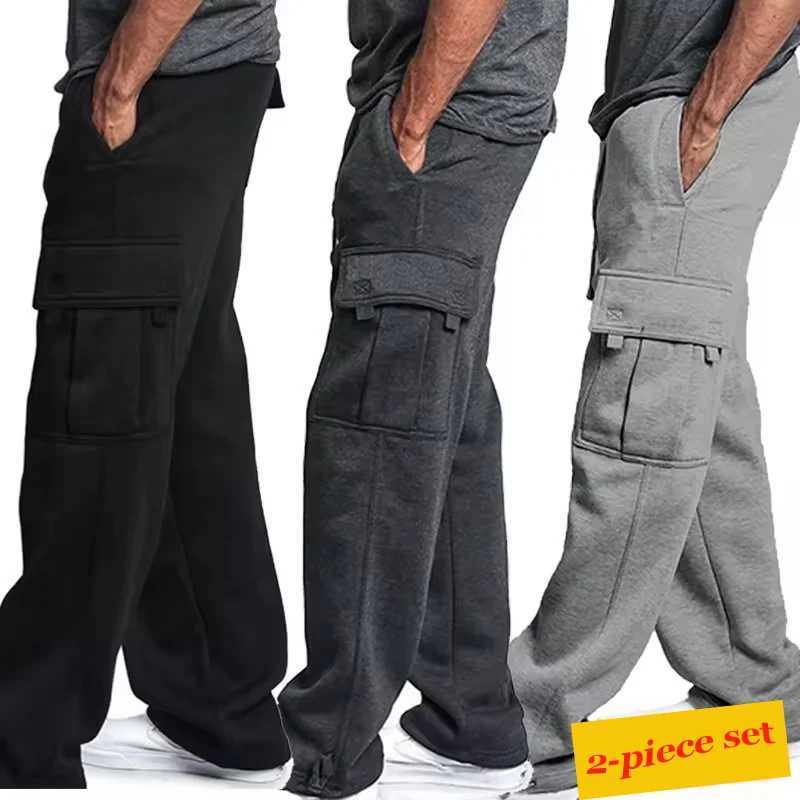 New 2-piece cargo sports pants mens overalls casual sports pants fashionable multi pocket loose sports suitable for jogging overalls sports pantsXJ250