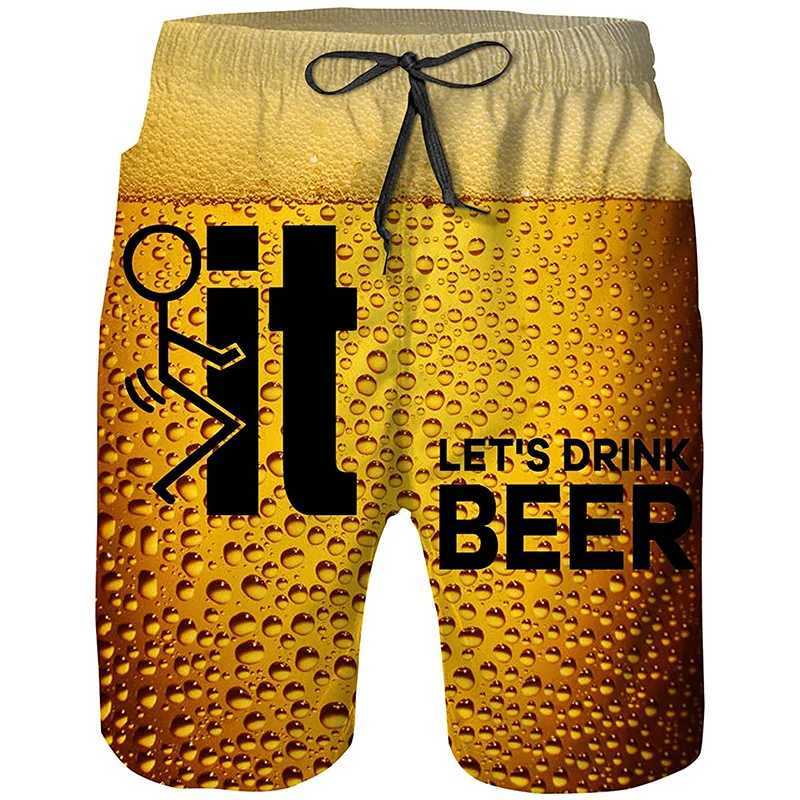 Beer graphic board shorts mens 3D bay casual printed beach shorts summer cool surfing swimsuits Hawaiian swimsuits ice shortsW250410