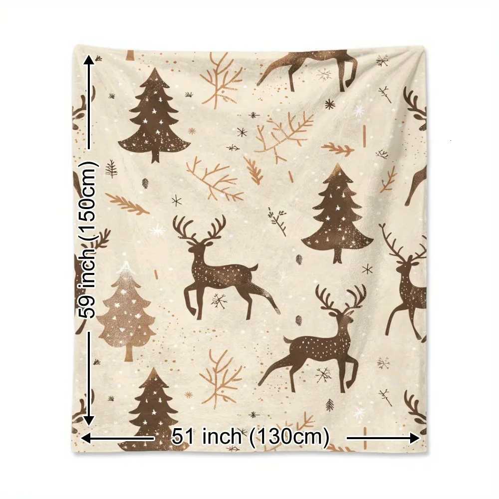Christmas Soft Cozy Flannel Throw Blanket - Contemporary Digital Printed Polyester Knitted Quilt Bedroom velvet flannel C251111