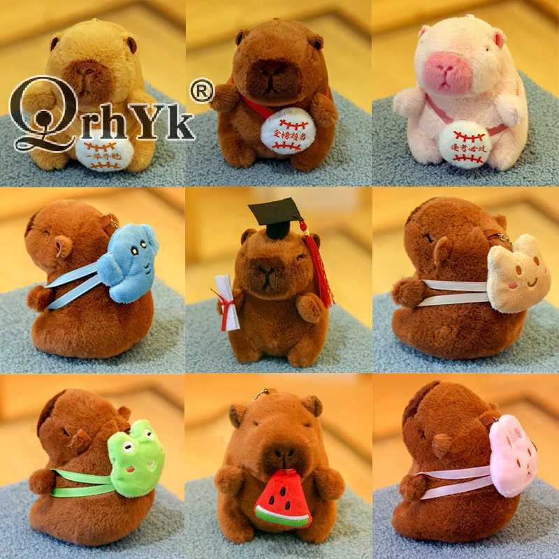 Cartoon Capybara Plush Keychain Bag Pendant Hanging Decoration Cute Stuffed Doll Desktop Toy Decoration Car Keychain Childrens Gift W250411