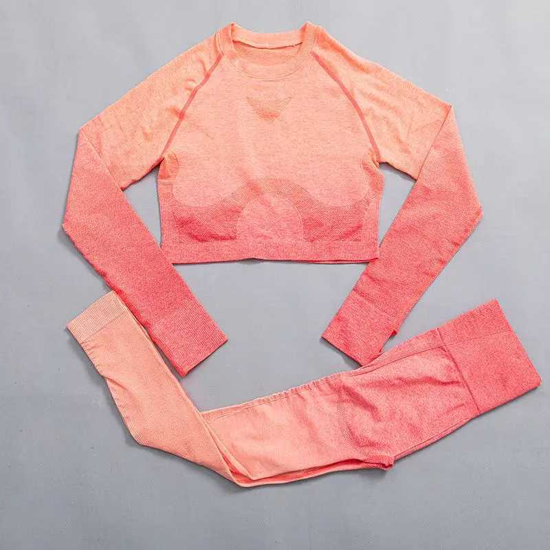Womens yoga set womens clothing sportswear womens long sleeved sportswear womens fitness clothingW250411