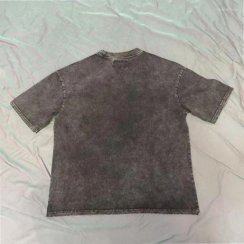 Men's T Shirts Quality Cotton Vintage Washed Black T-Shirt Men Women Streetwear Skeleton Print Shirt Loose Tee Tops