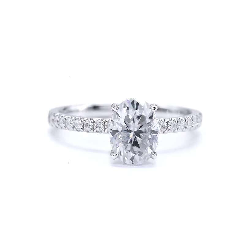 Wholesale Price 9K 10K 14K Real Solid Gold Vvs D Color Oval Diamond Engagement Rings Moissanite