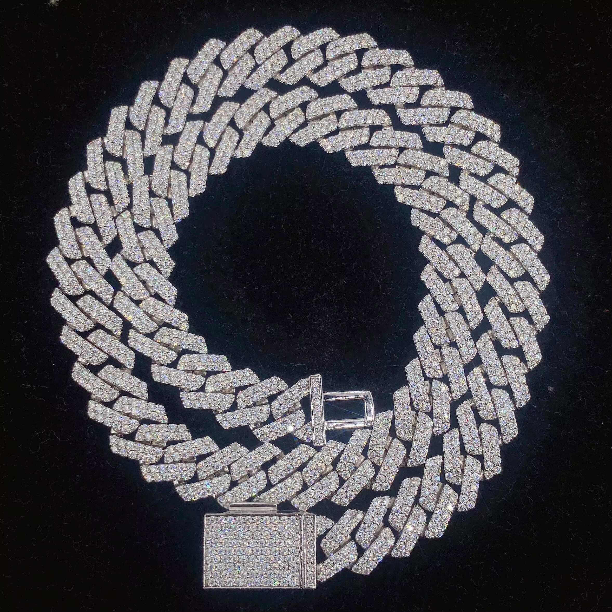Custom 12mm 18 20 22 24 Diamond Gold Chain Necklace Bracelet Cuban Link Chain Iced Out Hip Hop Jewelry
