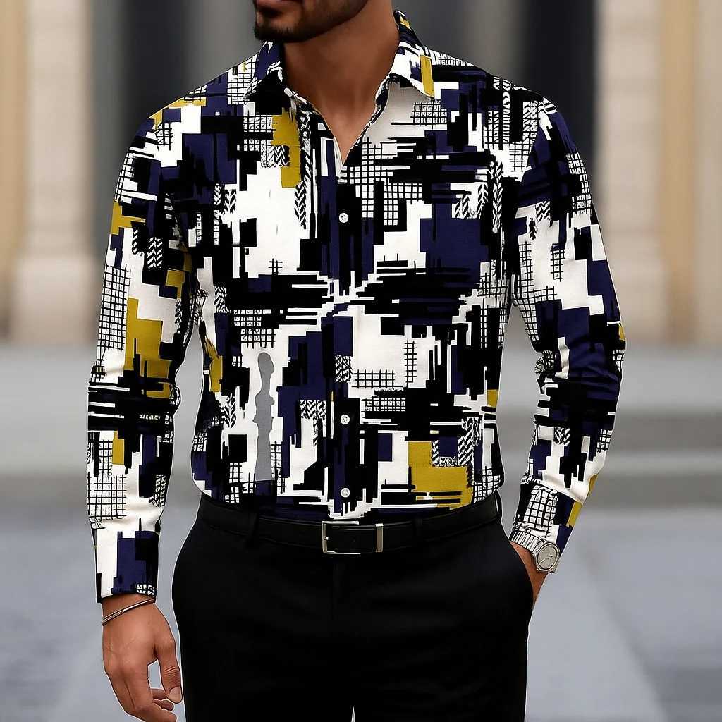 2025 Mens Long Sleeve Shirt Casual Slim Fit Button Down Shirt Linear Stripe Texture Shirt for Men Fashion Top Blouse Male Tees K251110