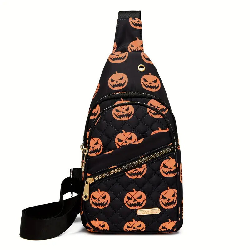 FL- Halloween Bags Large Capacity Tote Bag Adjustable Shoulder Strap Crossbody Bag Multi-Function Zipper Shoulder Bags