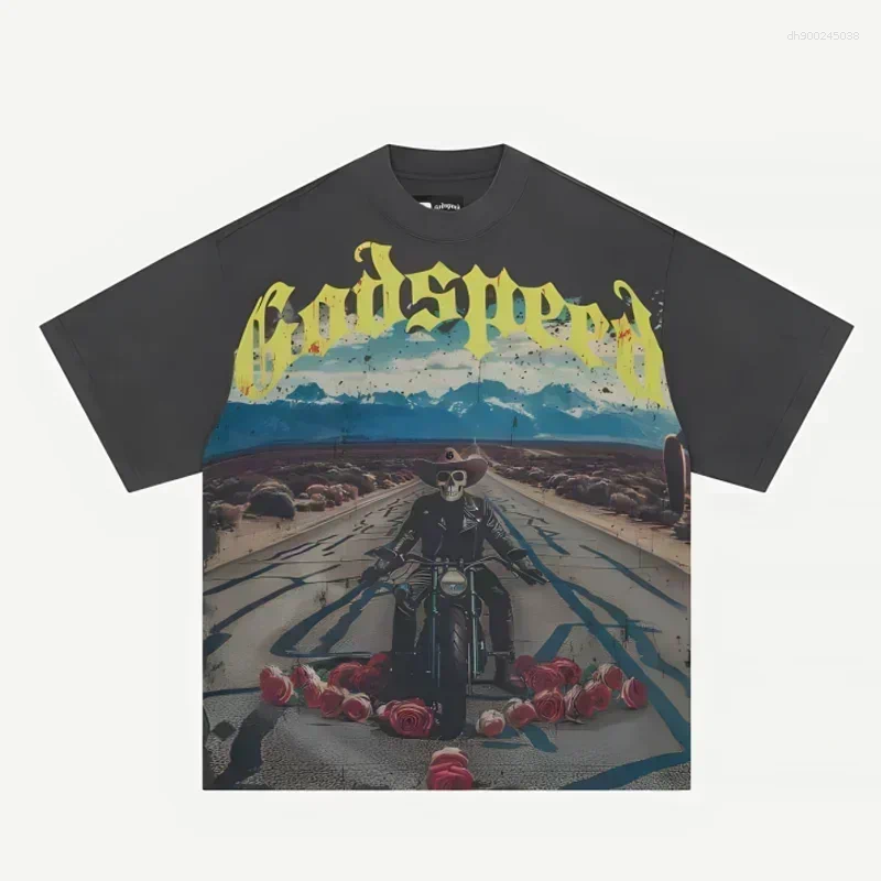 Men's T Shirts Four Seasons All-match T-shirt Hip Hop Men Women Ruffian Handsome Skull Print Casual High Quality Top Shirt