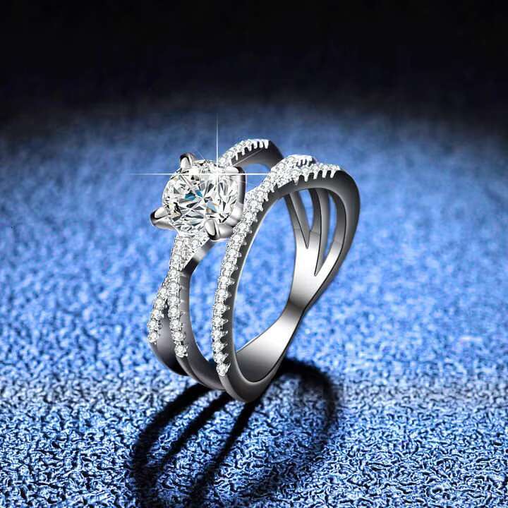 S925 Sterling Silver Ring Mosang Stone Ring Proposer Girl 1 Diamond Ring Factory Wholesale