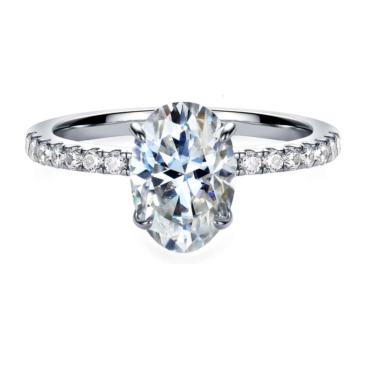 Shiny Oval Moissanite Ring 2ct Laboratory Diamond 18K Gold Plated S925 Silver Women Wedding Engagement Jewelry GRA Certificate