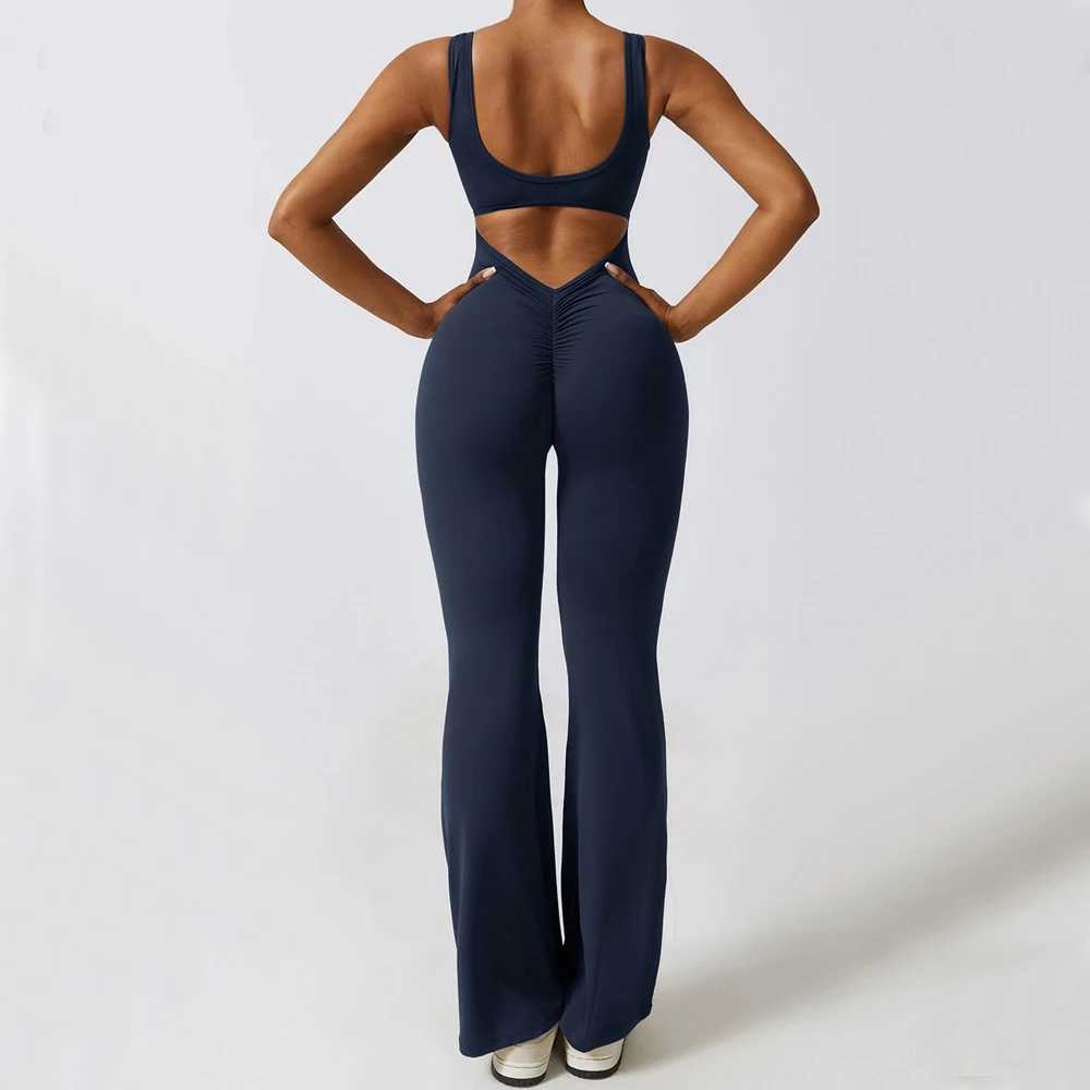 XS-XL new mat womens gym yoga set sports jumpsuit sexy back fitness pants flash leg one-piece jumpsuitW250411