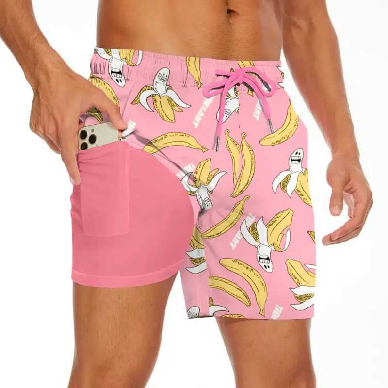 Mens printed beach shorts surfboard pineapple graphicPants summer Hawaiian swimsuit swimming cool ice dryW250410