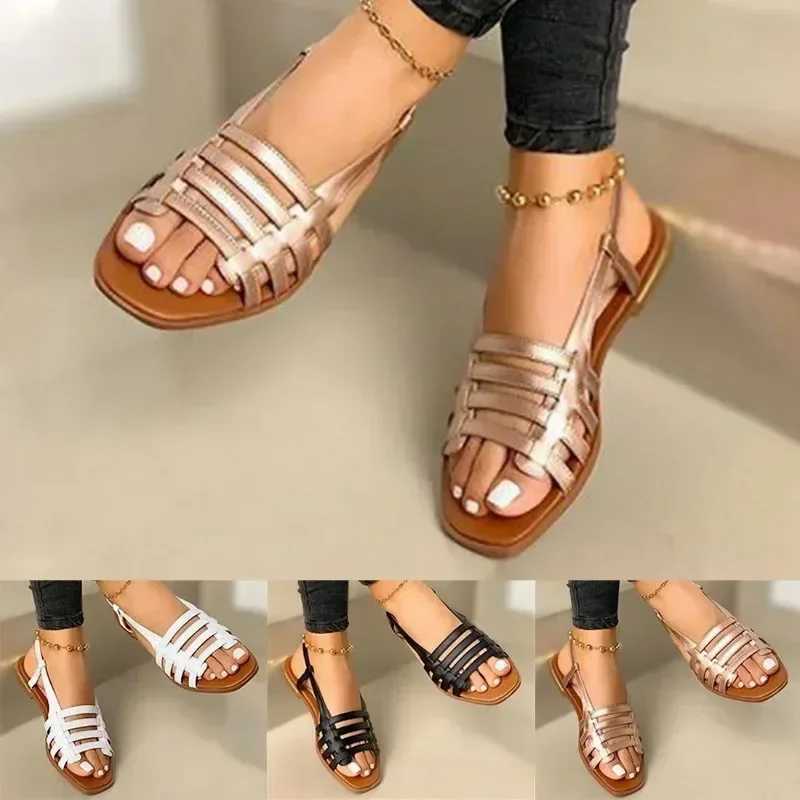 Womens Sandals Womens Summer Hollow Roman Shoes 2024 Womens Gladiator Open Toe Beach Apartment Womens Shoes Plus Size 35-43XJ250410