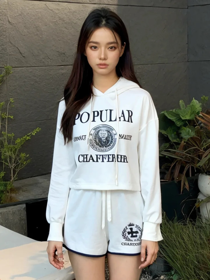 Musebree Womens Casual Sports Hoodie Shorts Letter Printed Top Dress Summer Clothing 250411