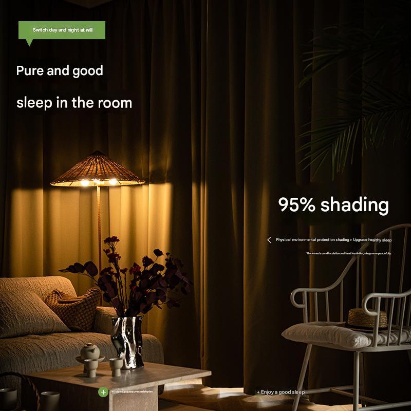 T0020 new curtain fallen leaves jacquard fabric blackout light milk tea color curtains living room bedroom curtains finished products