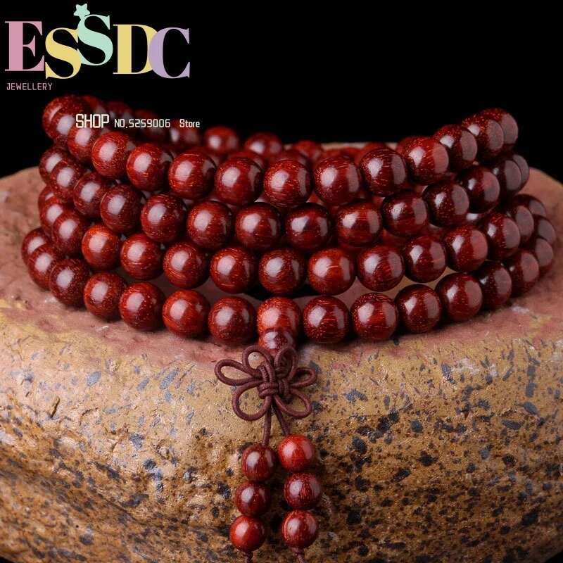 Wholesale Natural Small Leaf Red Sandalwood Prayer Beads Rosary 108 Jewelry Bracelets For Men An