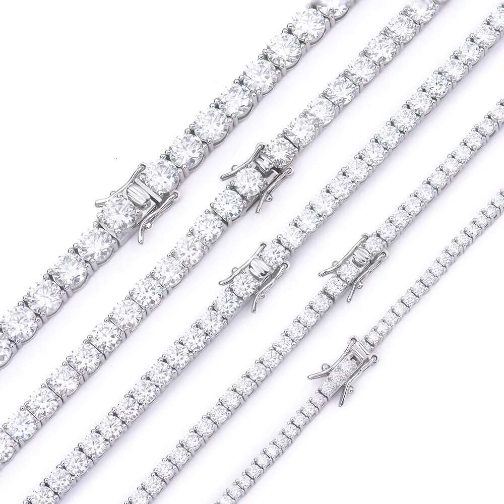 Hip Hop 2-6mm 925 Sterling Silver GRA VVS Ice Tennis Bracelet Mossanite Moissanite Diamond Jewelry for Men and Women Gift
