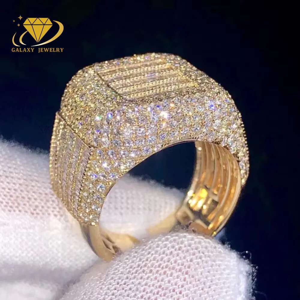 Luxury Mens Iced Out Baguette Diamond Engagement Ring 925 Silver Vvs Moissanite Championship Ring Custom Hip Hop Ring