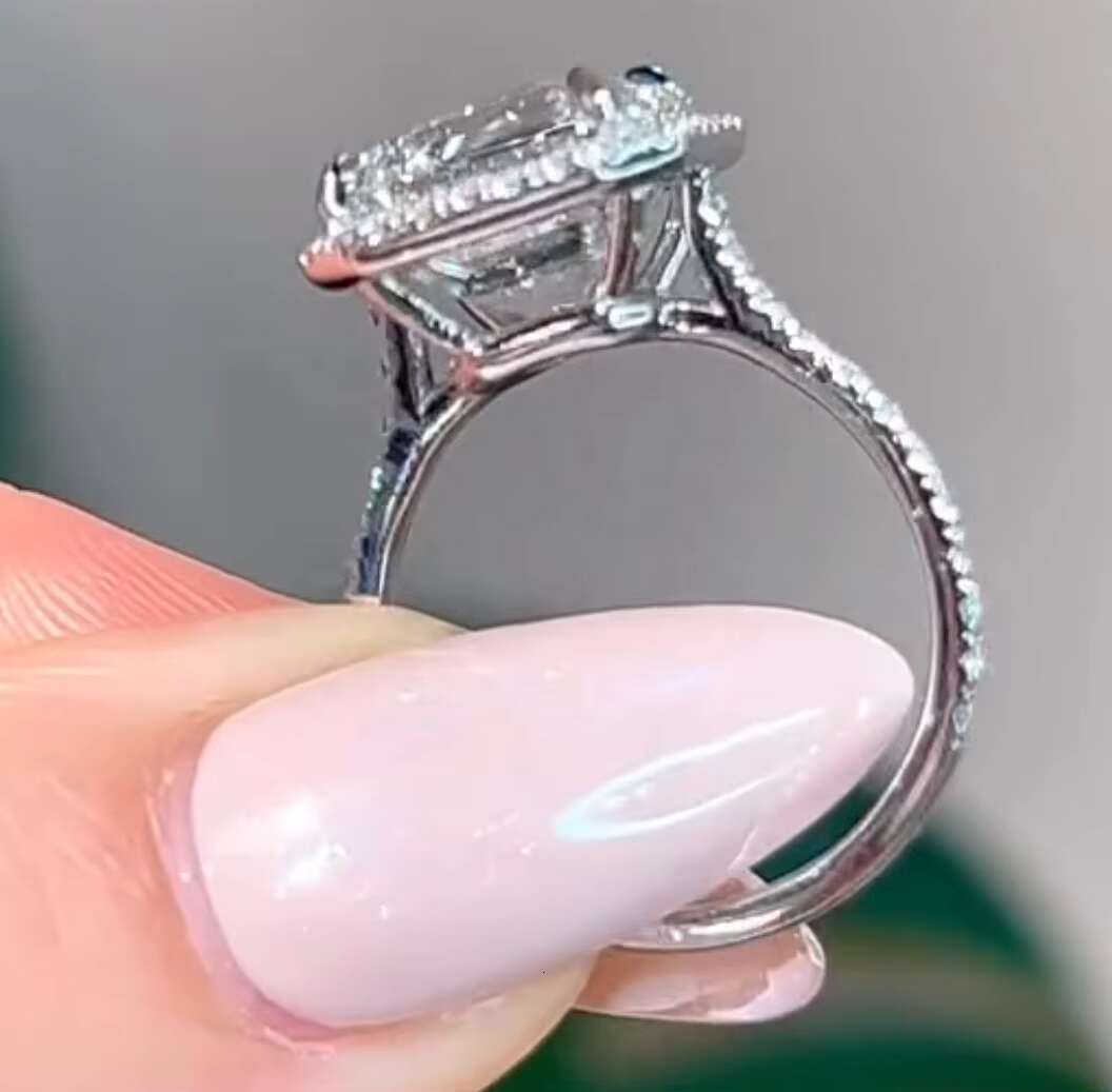 Custom 5CT Asscher Cut Lab Grown Diamond Engagement Ring 10K 14K White Gold Diamond Jewelry for Women