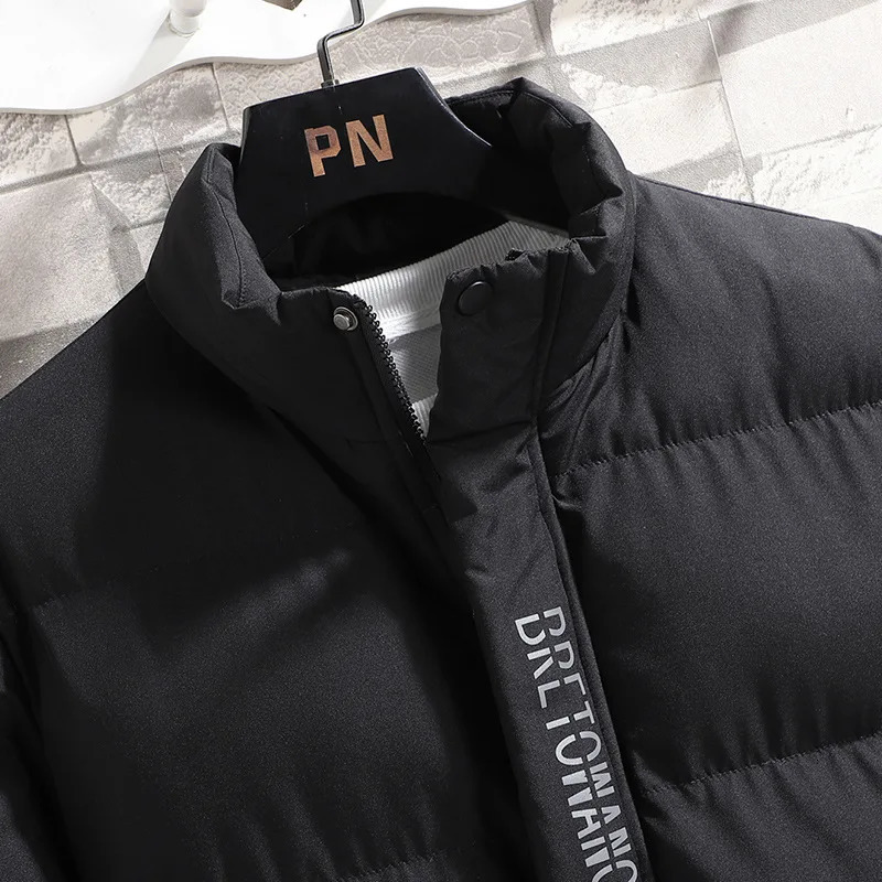 Winter Mens Padded Jacket Cotton-Padded Solid Color Stand Collar Zip-up Outerwear Casual Style Regular Fit 251106
