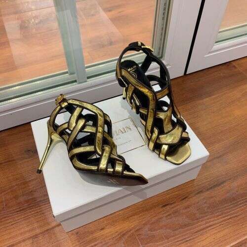 Woman Sandals Woman Sandals Spring Summer New Plated Square Head Fine Heel Open Toe Hollow Sandals Women S Genuine Leather One Button High Heels