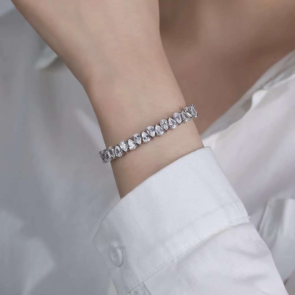 Wholesale Custom Fashion Teardrop Sterling 925 Silver GRA Moissanite Zircon Sterling Tennis Bracelet
