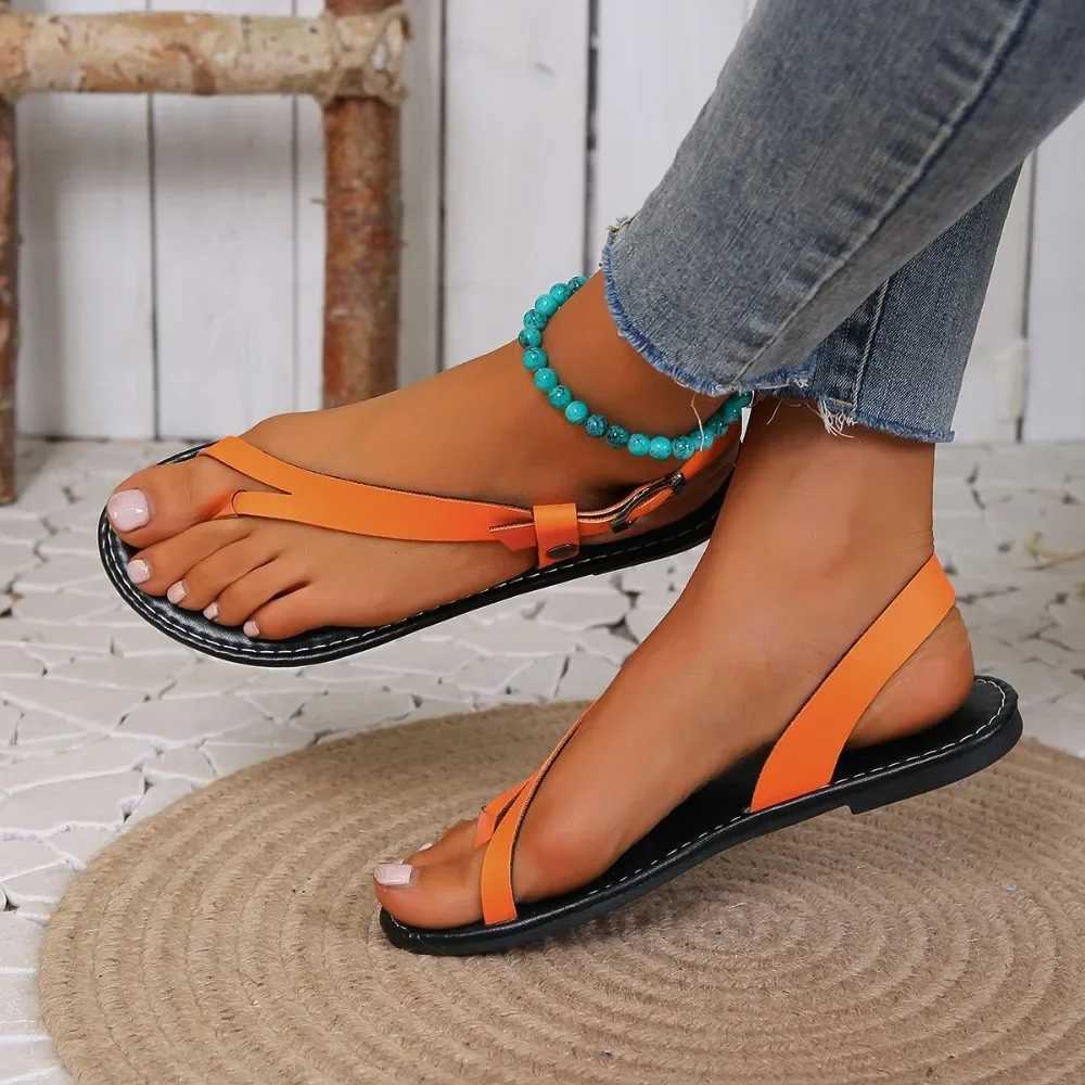 Womens Sandals 2024 New Style Womens Open Toe Casual Flip Top Womens Sandals with Buckle and Soft Bottom Womens SandalsXJ250410