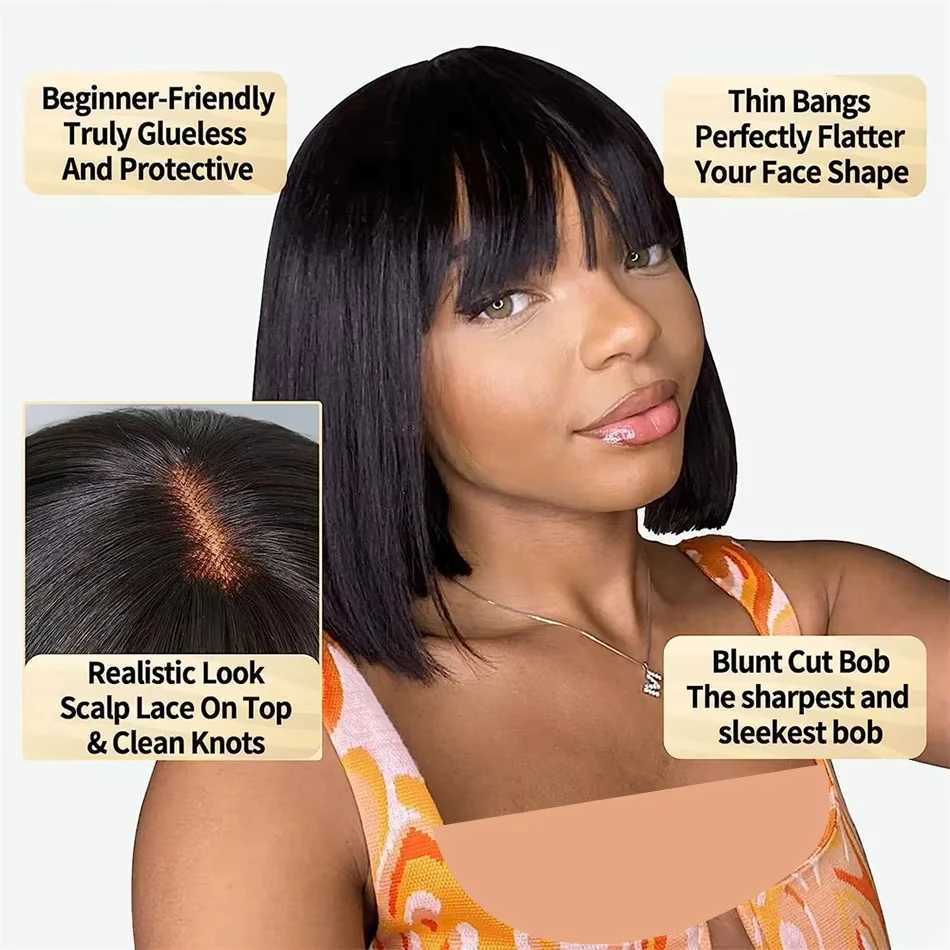 Rosslyn Bob Wig Human Hair Straight Wigs Full Machine Wig Black Wig 1b Bleached Knoted Short Human Hair Wigs Brazilian OriginalT251111