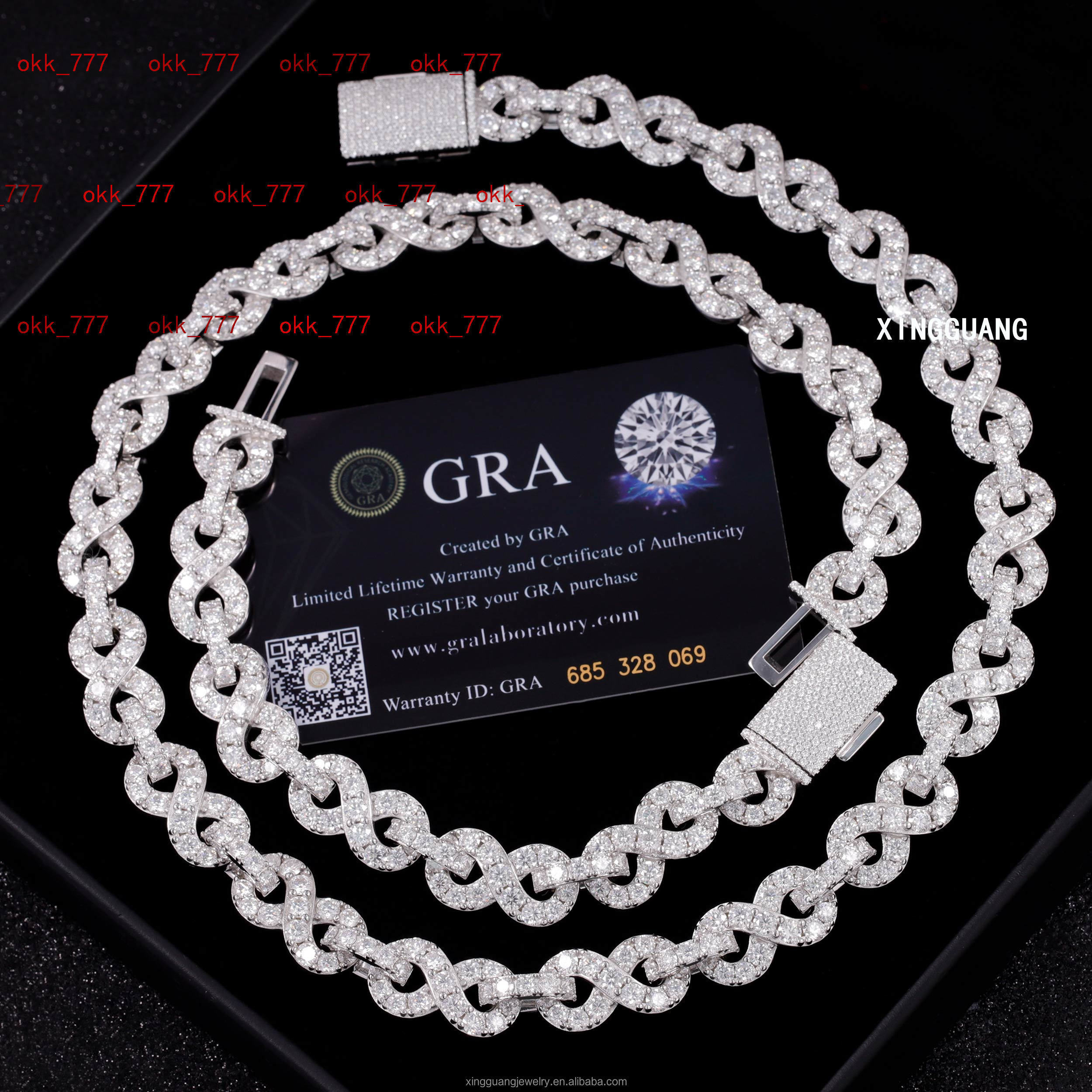 RTS Hot-sale 9mm 13mm Infinite Diamond Chain Necklace S925 Silver VVS Moissanite Cuban Link Fine Jewelry Necklaces for Men Women