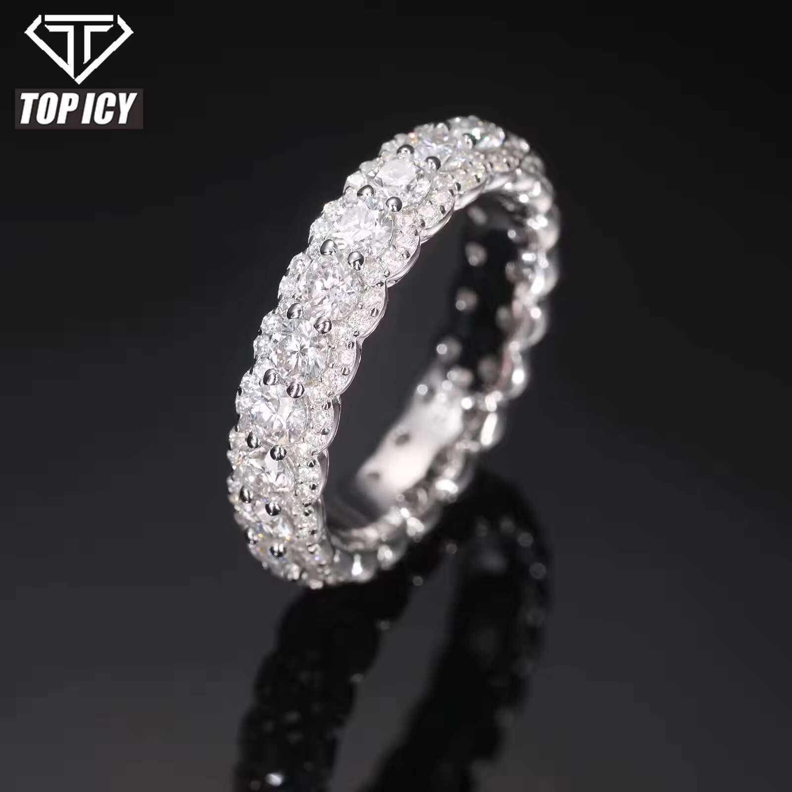 Brilliant D Color Moissanite Diamonds Eternity Band 925 Sterling Silver Ring - Eternal Diamond Wedding Band Jewelry Prong Set