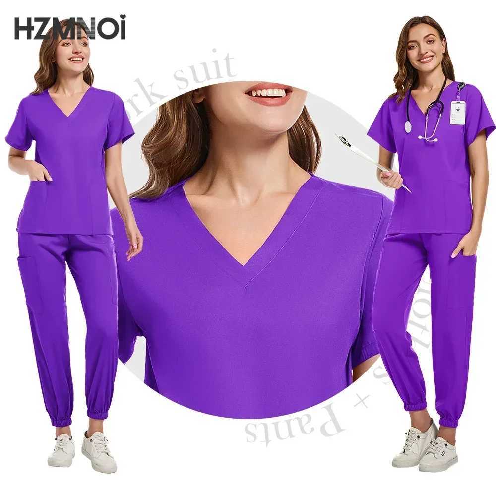 Elasticity Work Uniform Women Wear Scrub Suits Hospital Doctor Nurse Uniforms Medical Surgical Set Nursing Accessories X250410